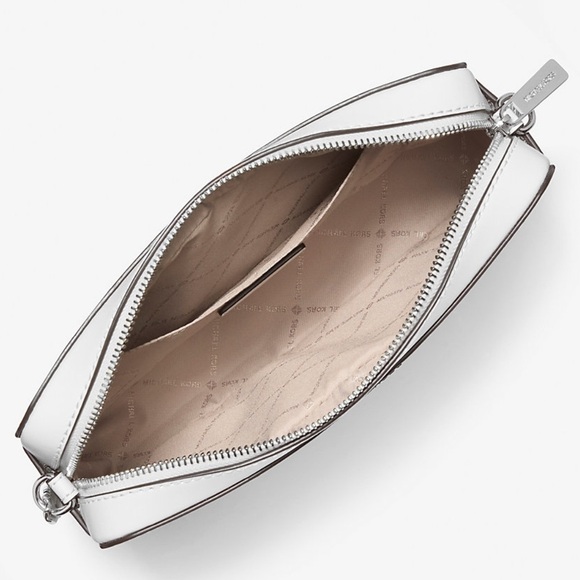 Michael Kors Jet Set Large Woven Crossbody Bag Optic White - Picture 9 of 10